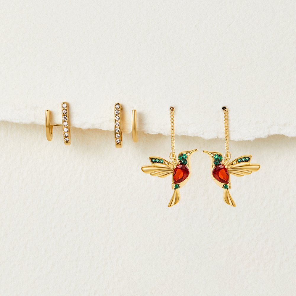 Boucles d’oreilles Griffe en or et cristal