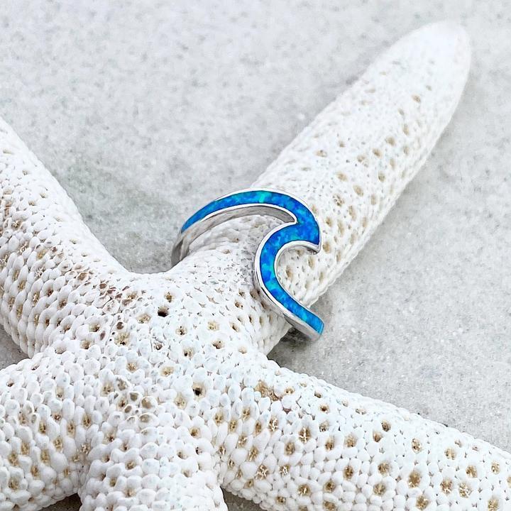 Bague Onda en argent avec opale bleue