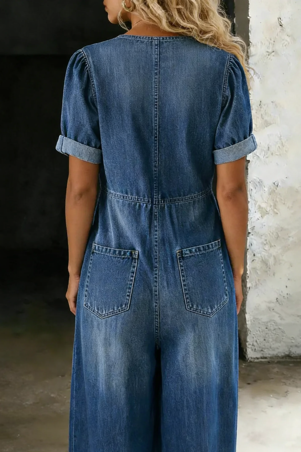 Maya™ | V-neck denim jumpsuit
