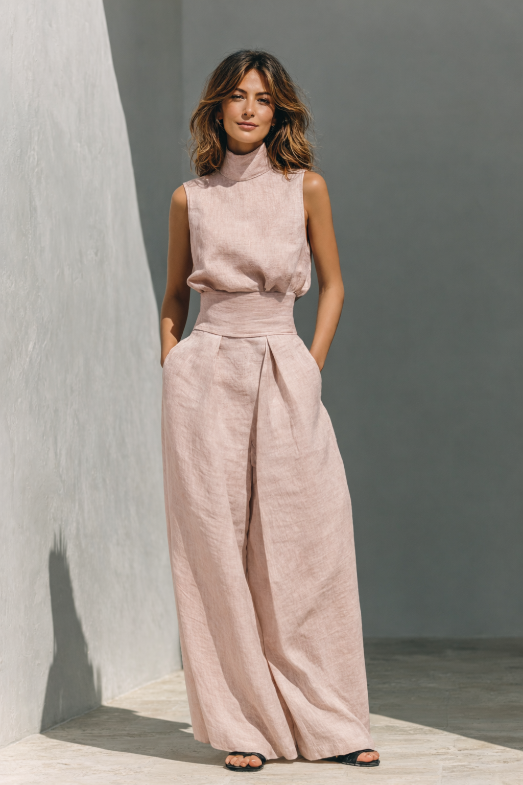 Maria - Minimalist tank top and wide-leg pants set