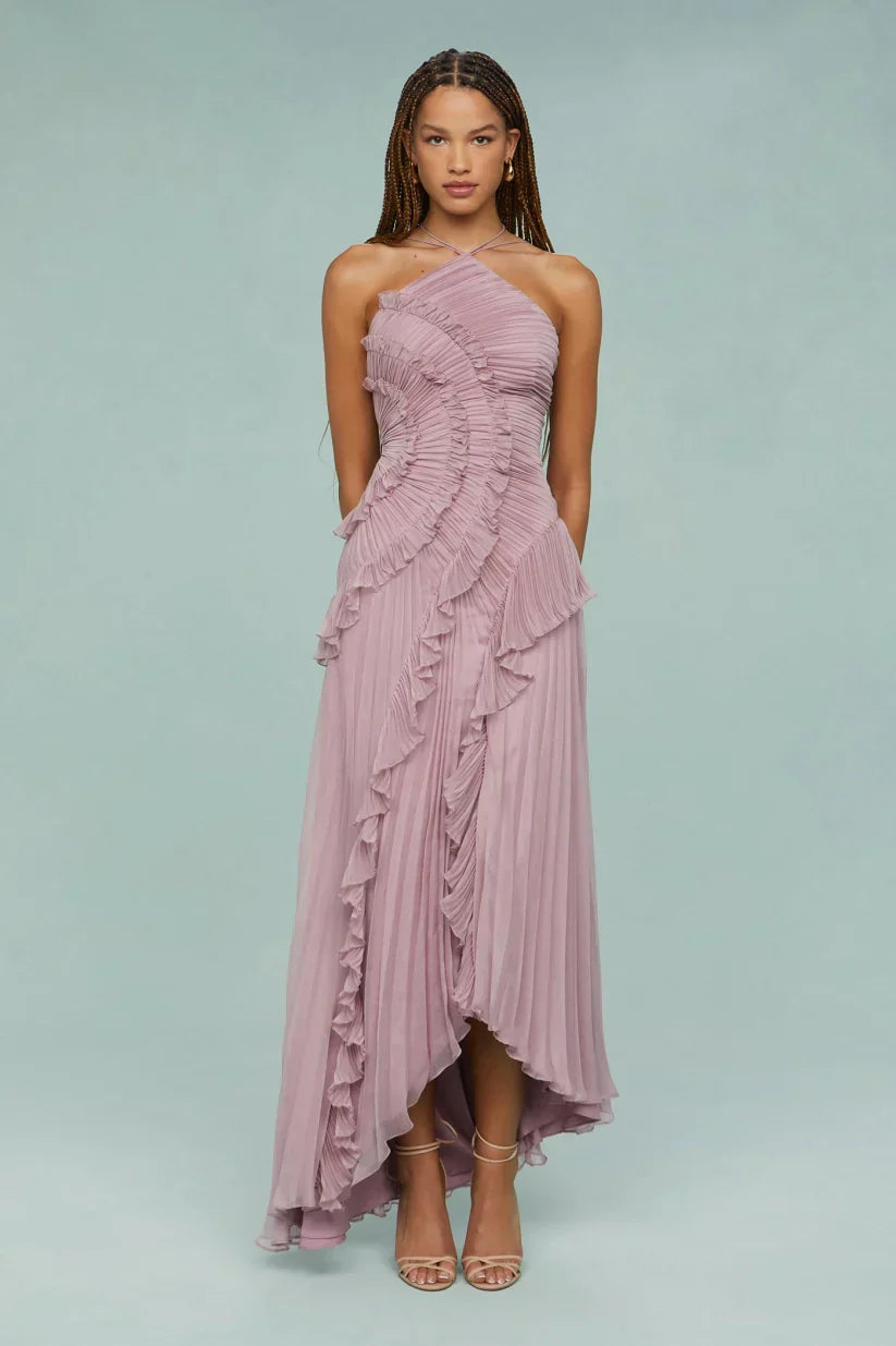 Amelia | Pleated Halter Maxi Dress