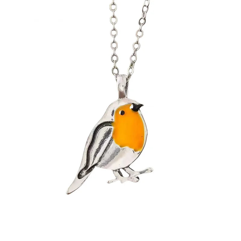 Vintage European American Oil Drop Bird Pendant Necklace
