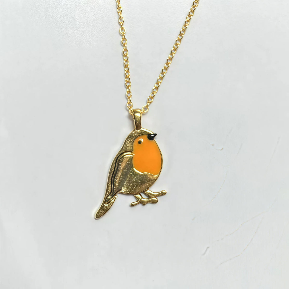 Vintage European American Oil Drop Bird Pendant Necklace