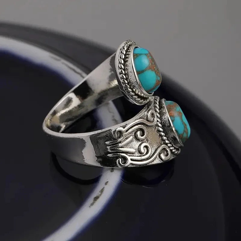 Bague en Croix Turquoise Vintage Élégante