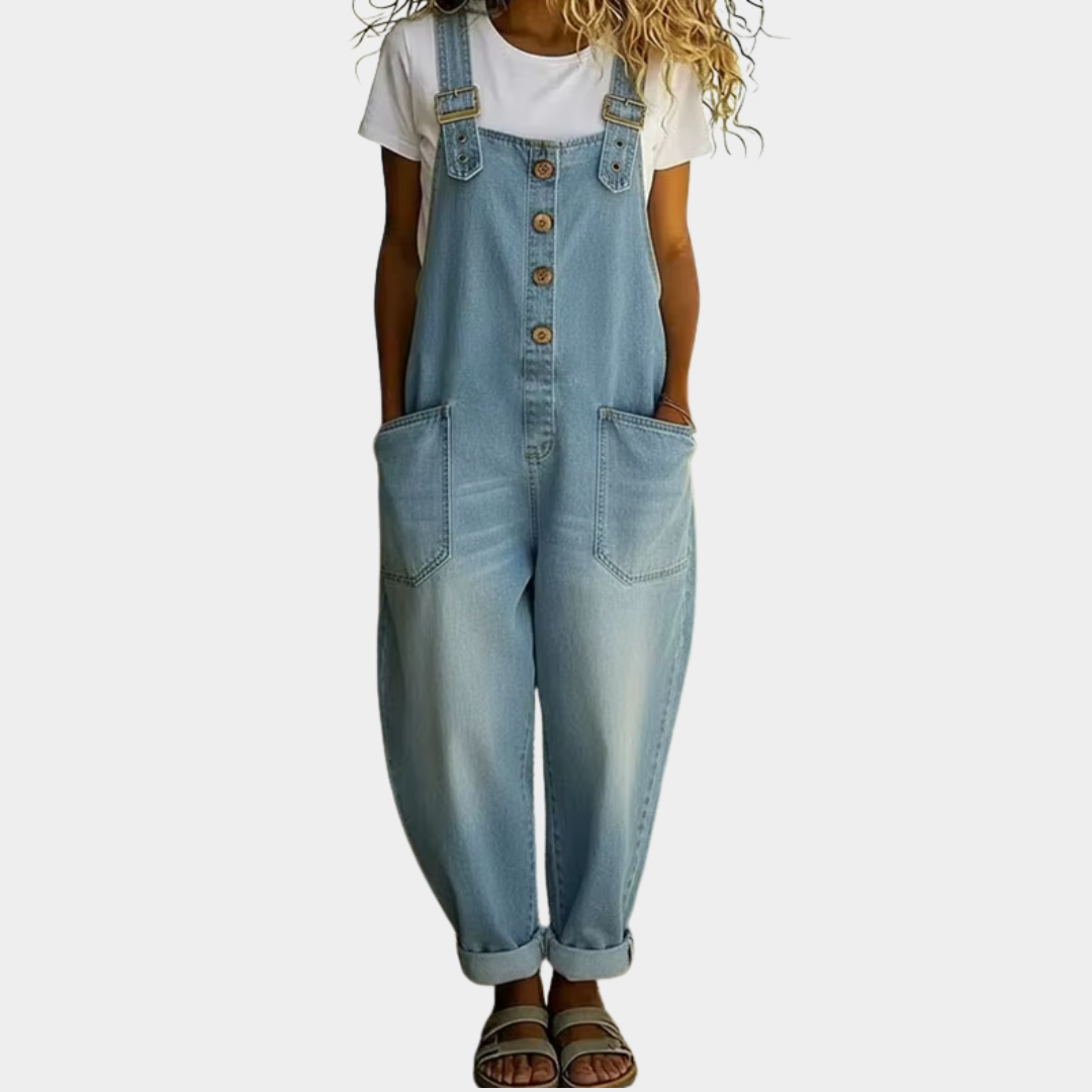 Mae™ | Vintage overalls in soft cotton with a denim effect