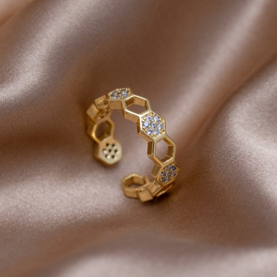 Bague significative / Abeille - Bague en or et cristal