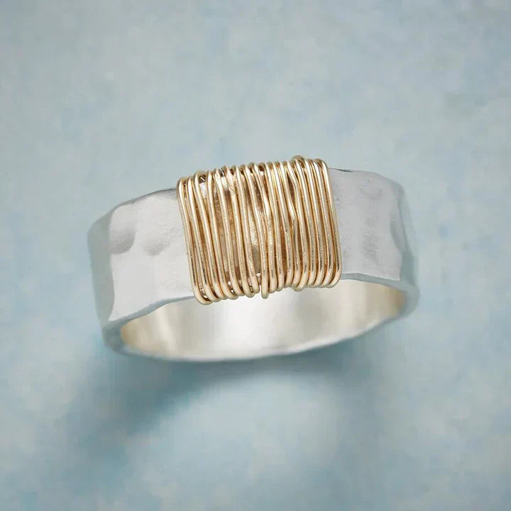 Bague vintage en or et argent