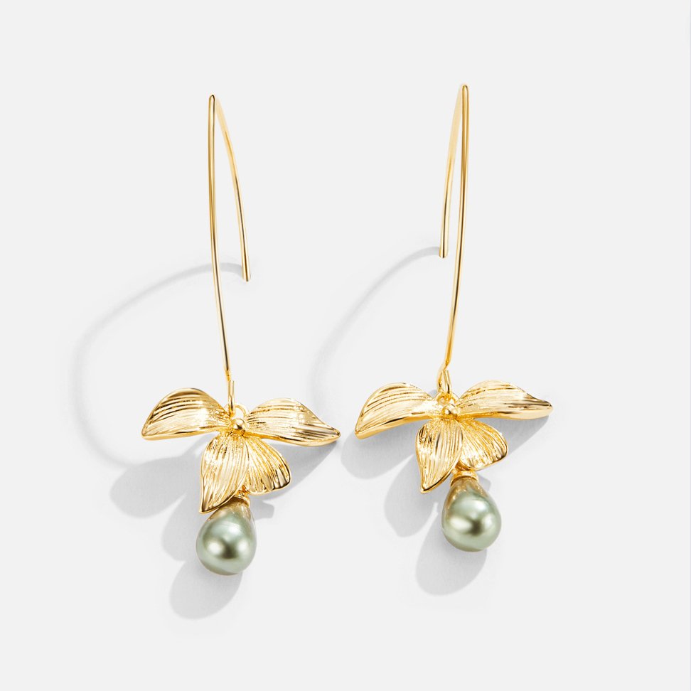 Boucles d’oreilles pendantes Jade Perle et Pétale