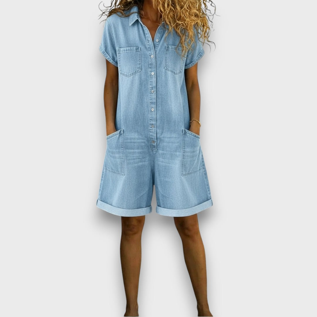 Joan™ | Denim-Effect Cotton Short Overalls