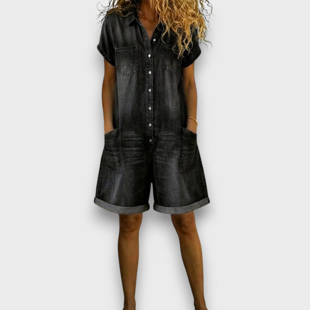 Joan™ | Denim-Effect Cotton Short Overalls