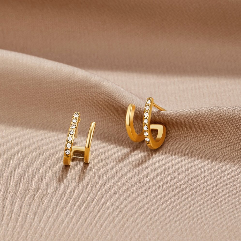 Boucles d’oreilles Griffe en or et cristal