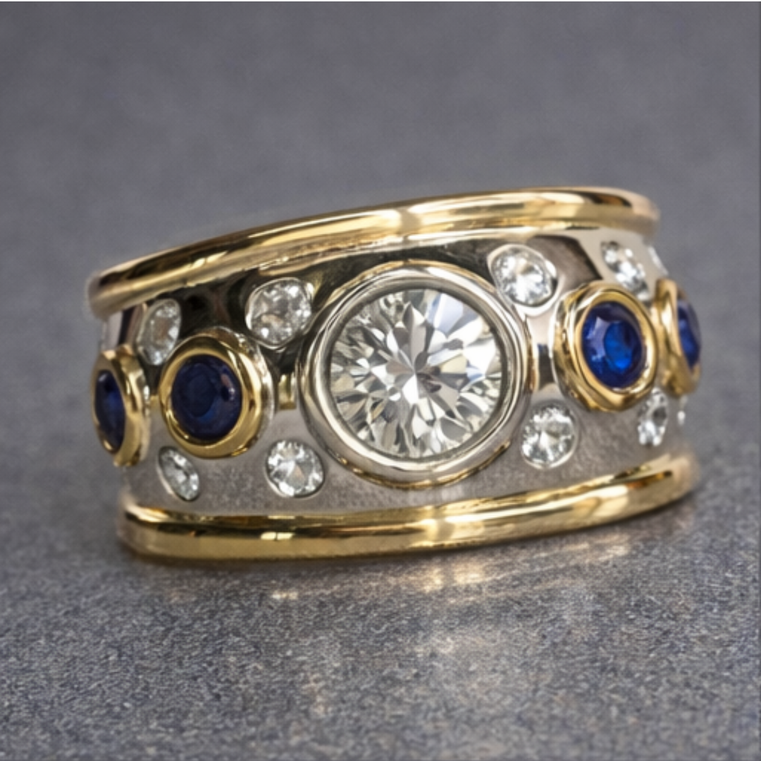 Vintage oval gold ring with a stone