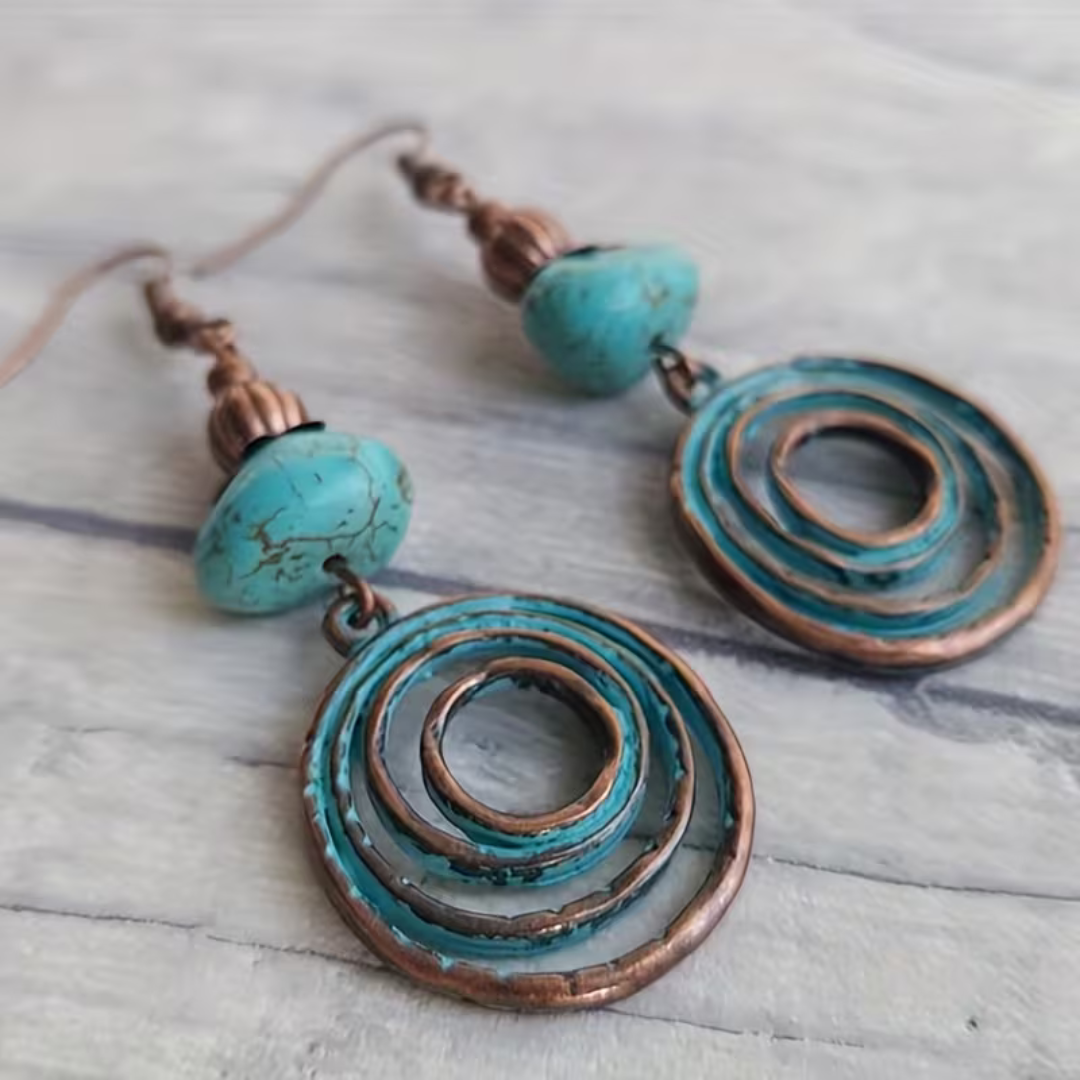 Vintage Turquoise Butterfly Drop Earrings