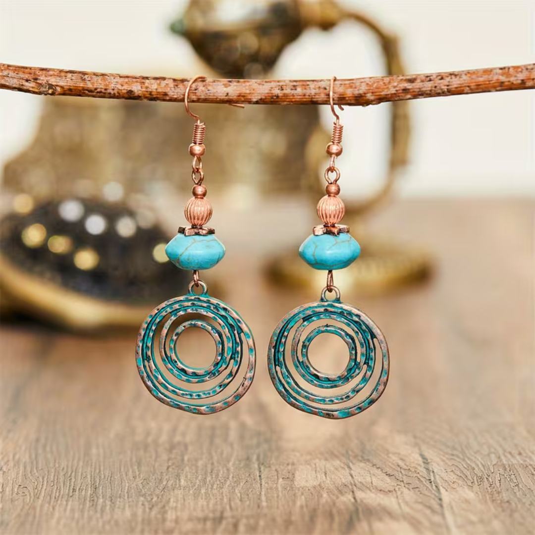 Vintage Turquoise Butterfly Drop Earrings