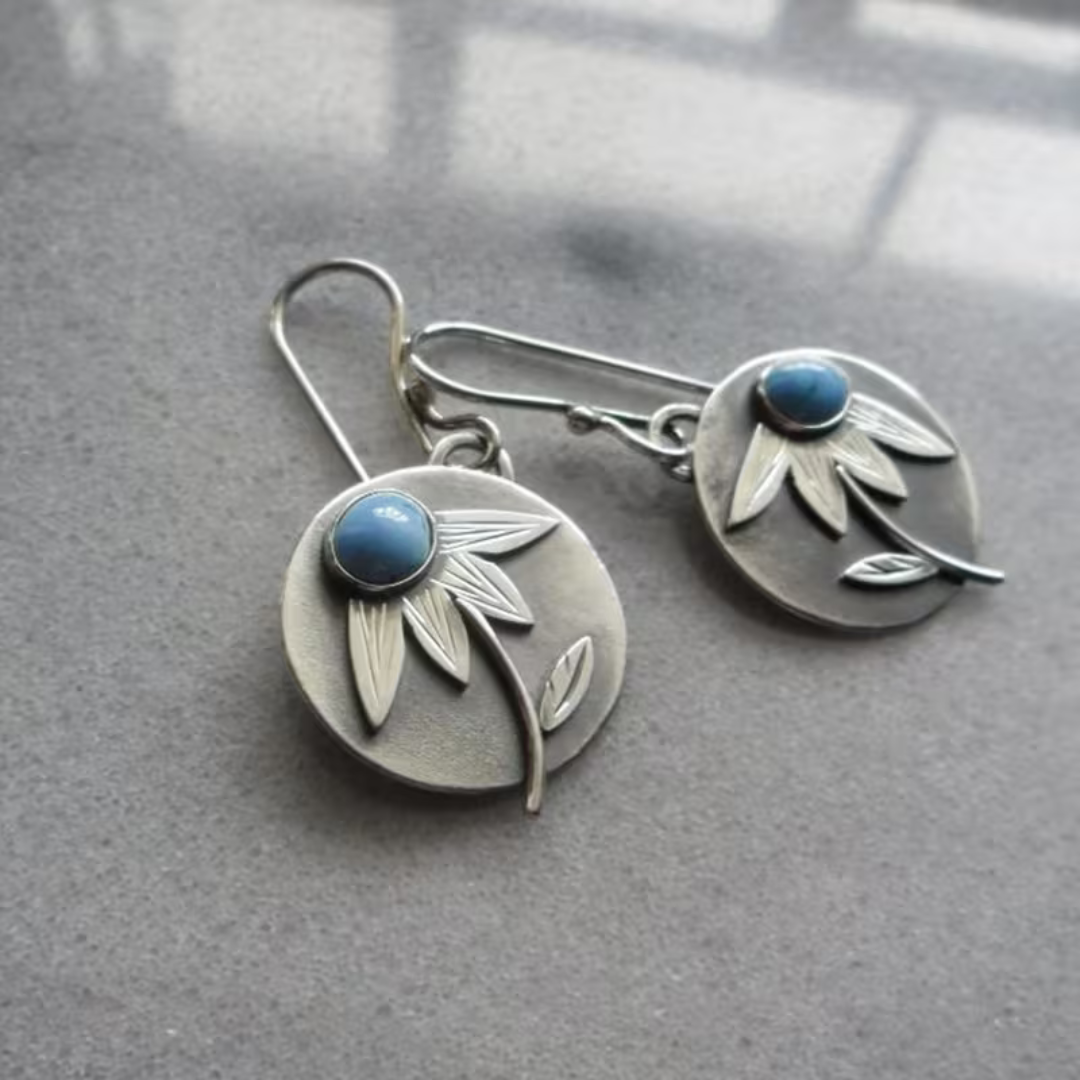 Retro Turquoise Floral Earrings