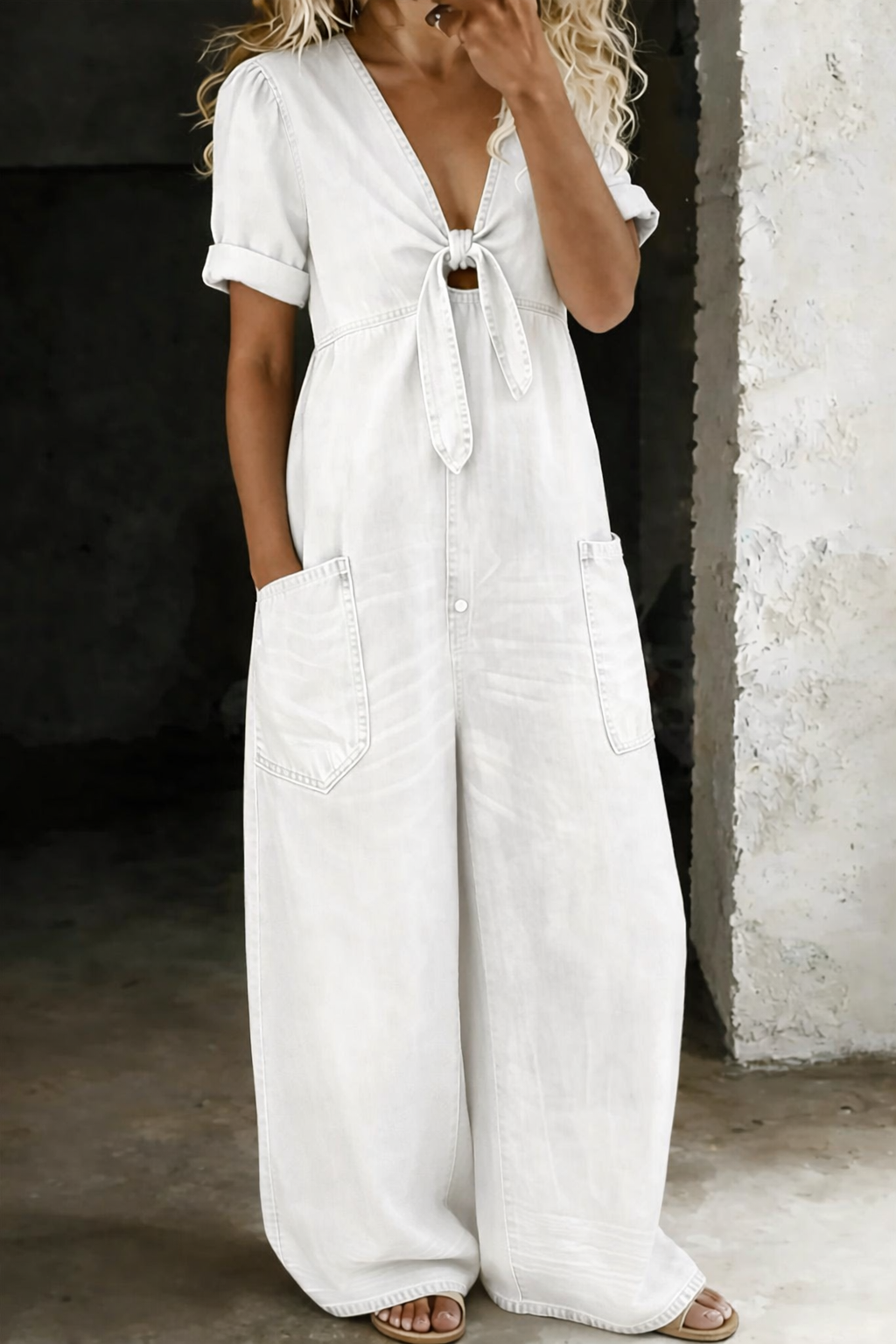 Maya™ | V-neck denim jumpsuit