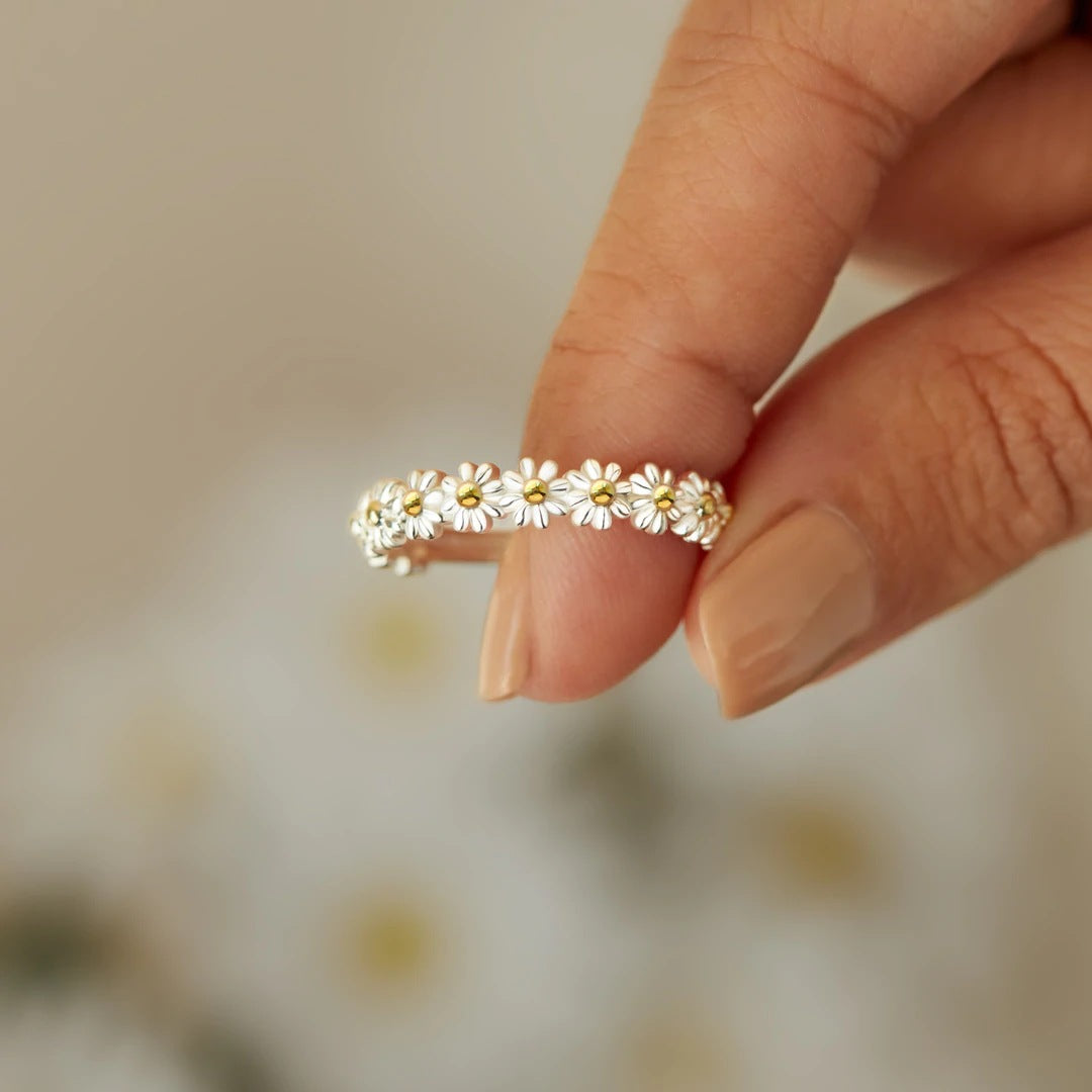 Jardin - Bague ajustable luxueuse avec fleur