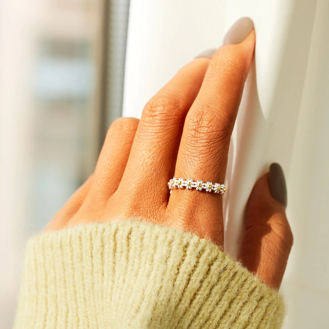 Jardin - Bague ajustable luxueuse avec fleur