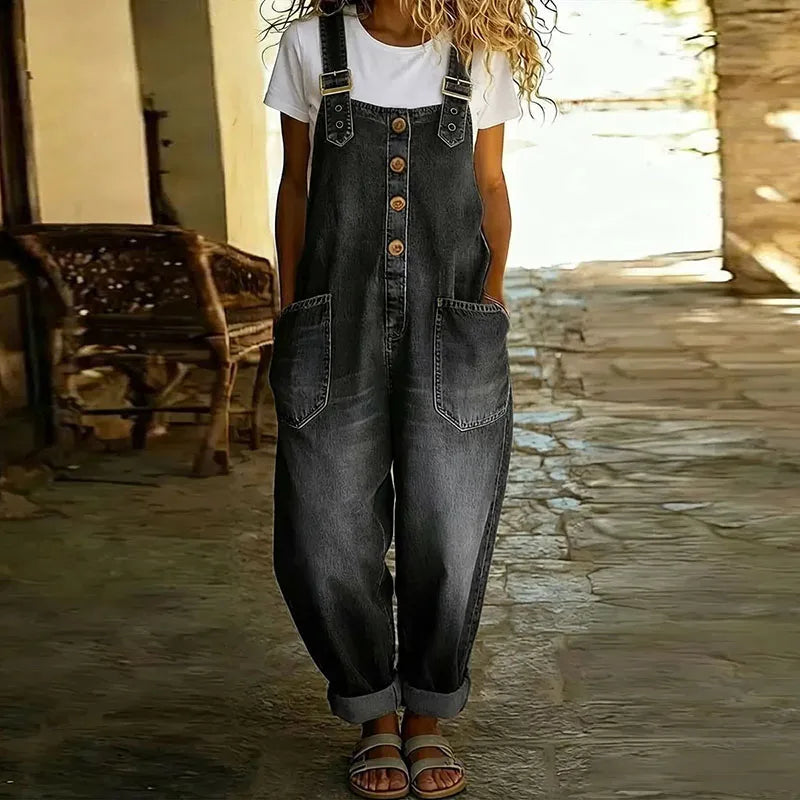 Mae™ | Vintage overalls in soft cotton with a denim effect