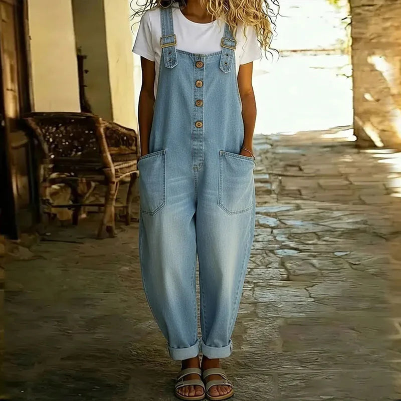Mae™ | Vintage overalls in soft cotton with a denim effect