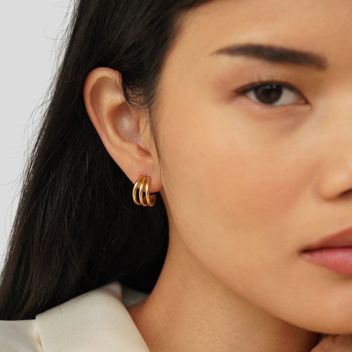Boucles d’oreilles Ana Triple en or
