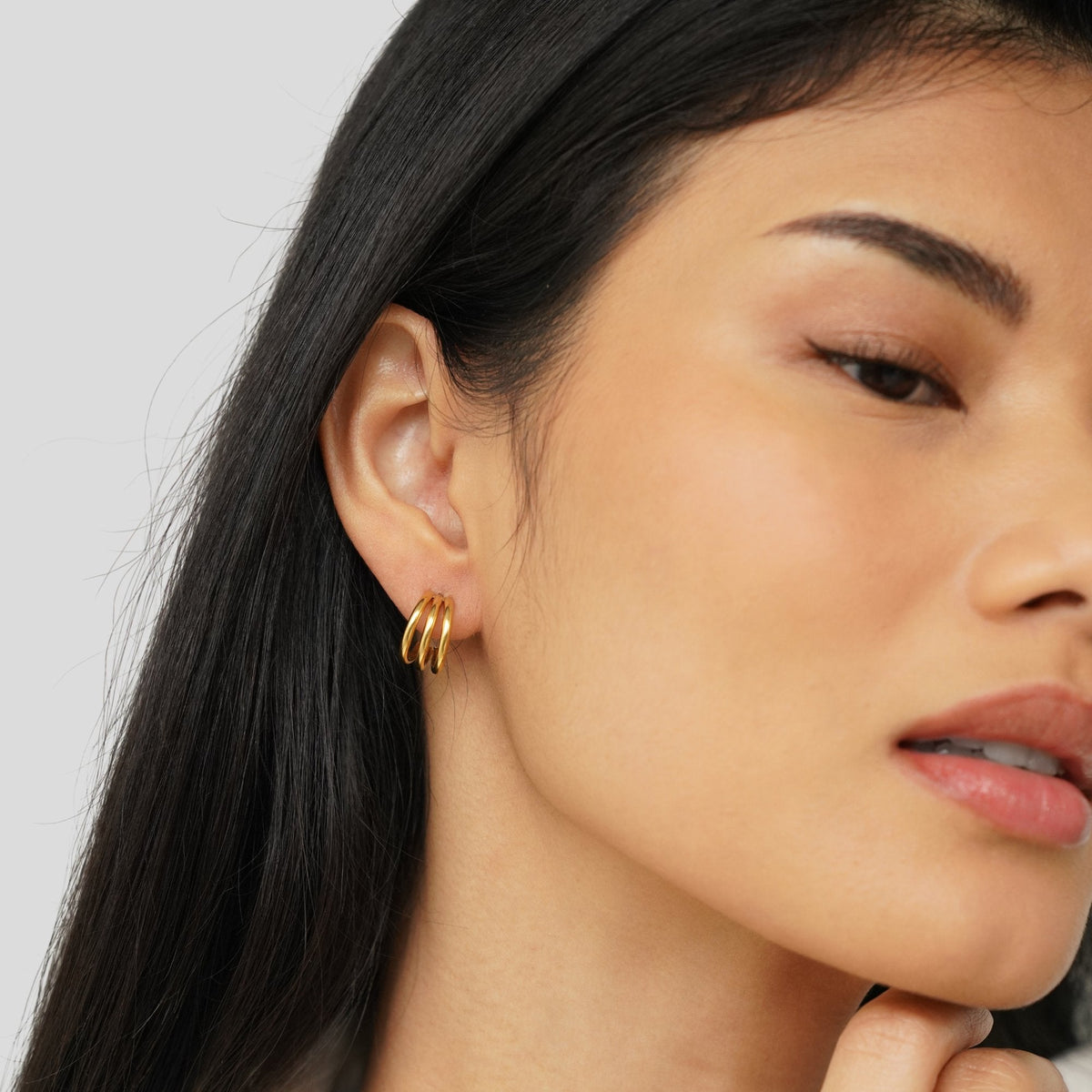 Boucles d’oreilles Ana Triple en or