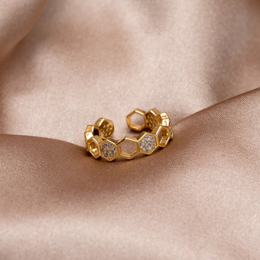 Bague significative / Abeille - Bague en or et cristal