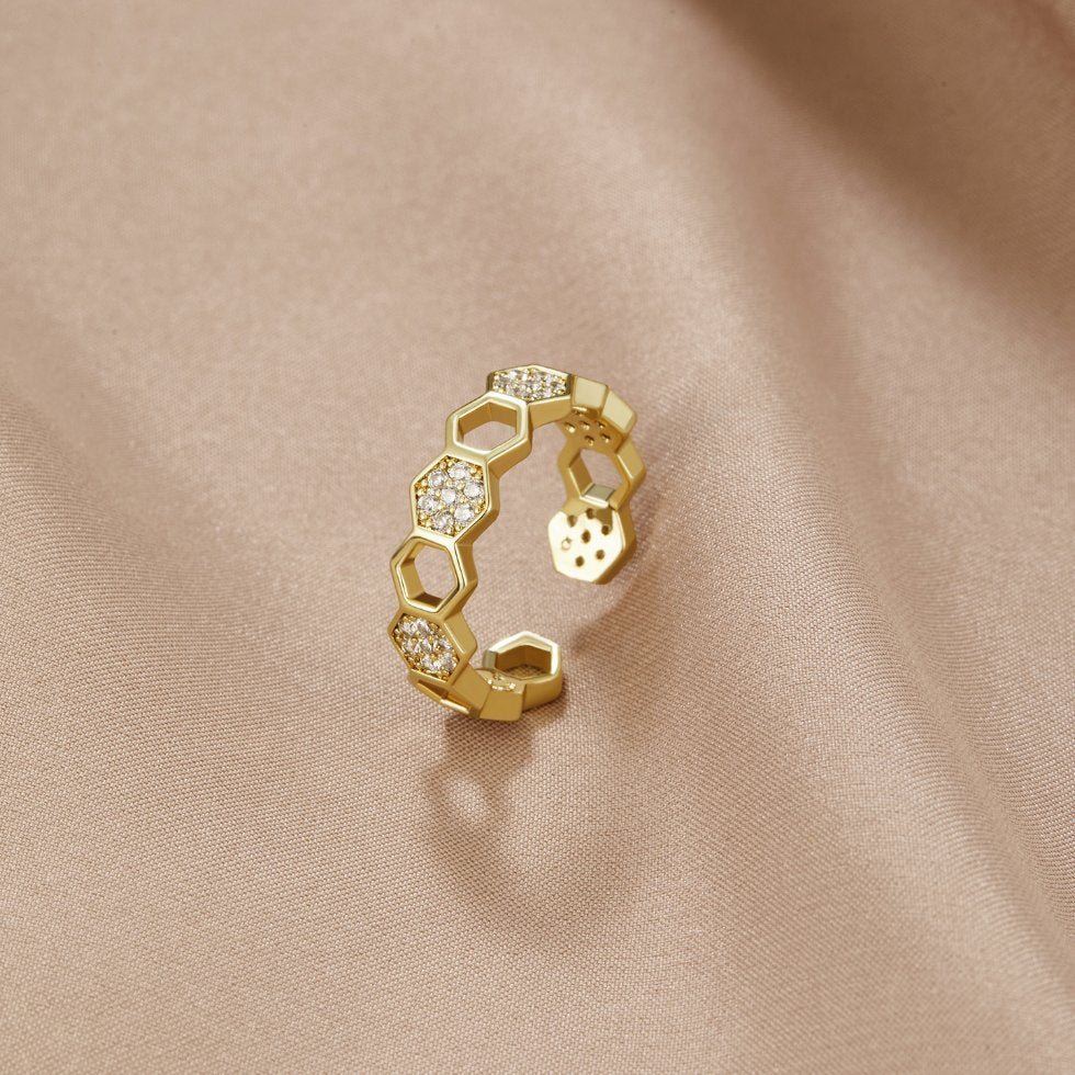 Bague significative / Abeille - Bague en or et cristal