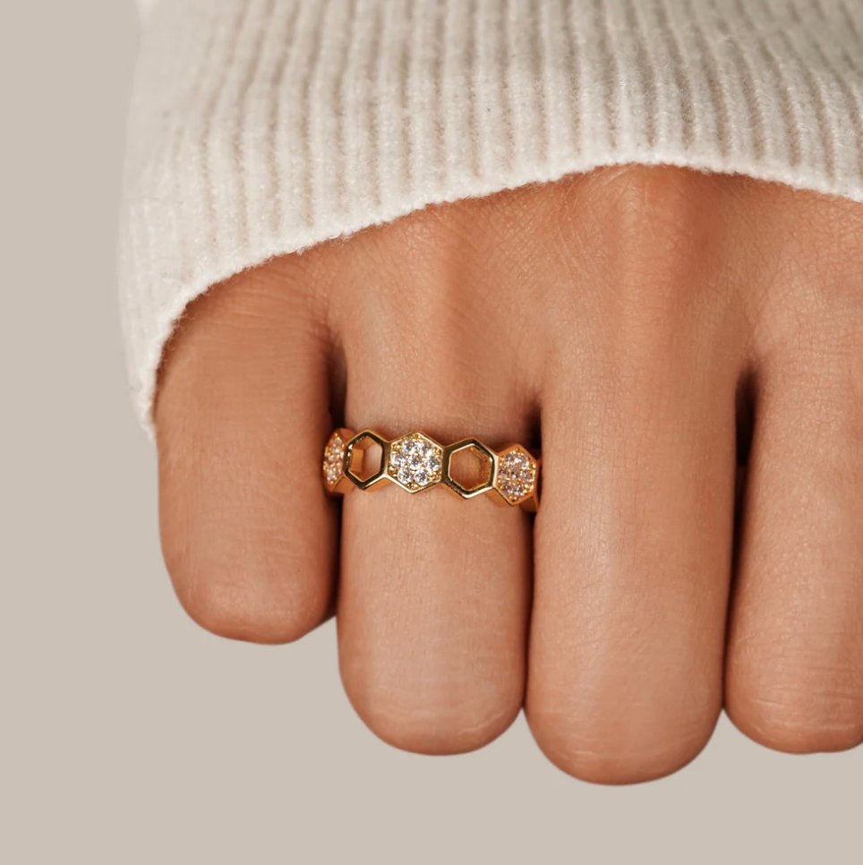 Bague significative / Abeille - Bague en or et cristal