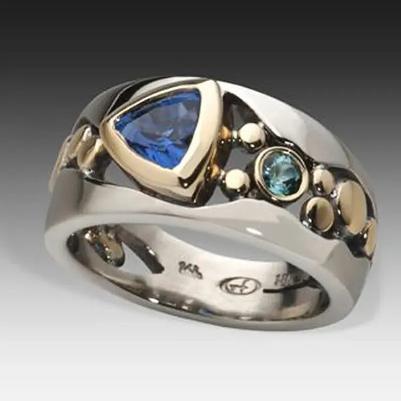 Bague vintage élégante avec cristal bleu
