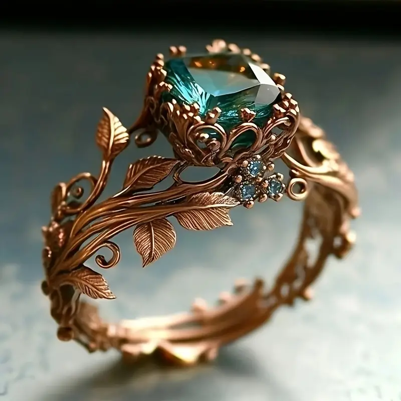 Bague naturelle avec cristal vert