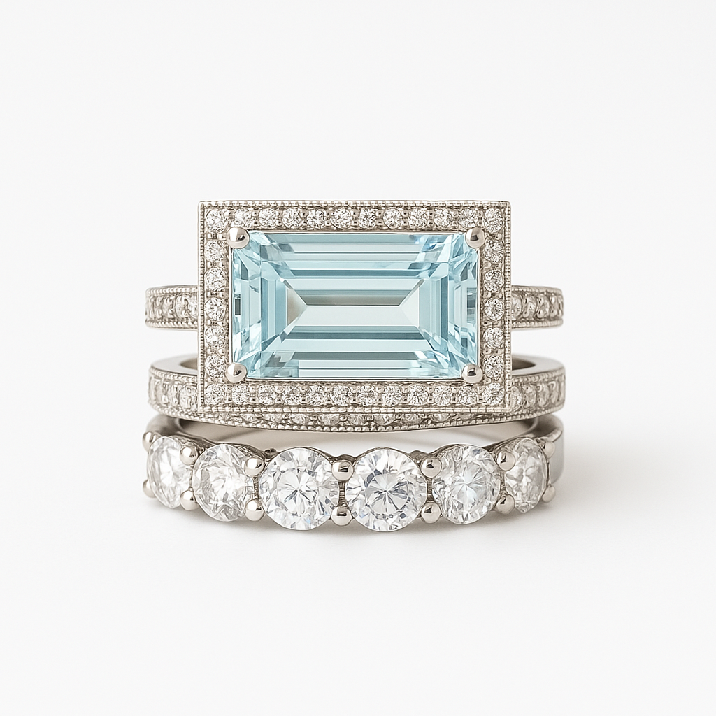 Ensemble de bagues vintage en argent et verre turquoise