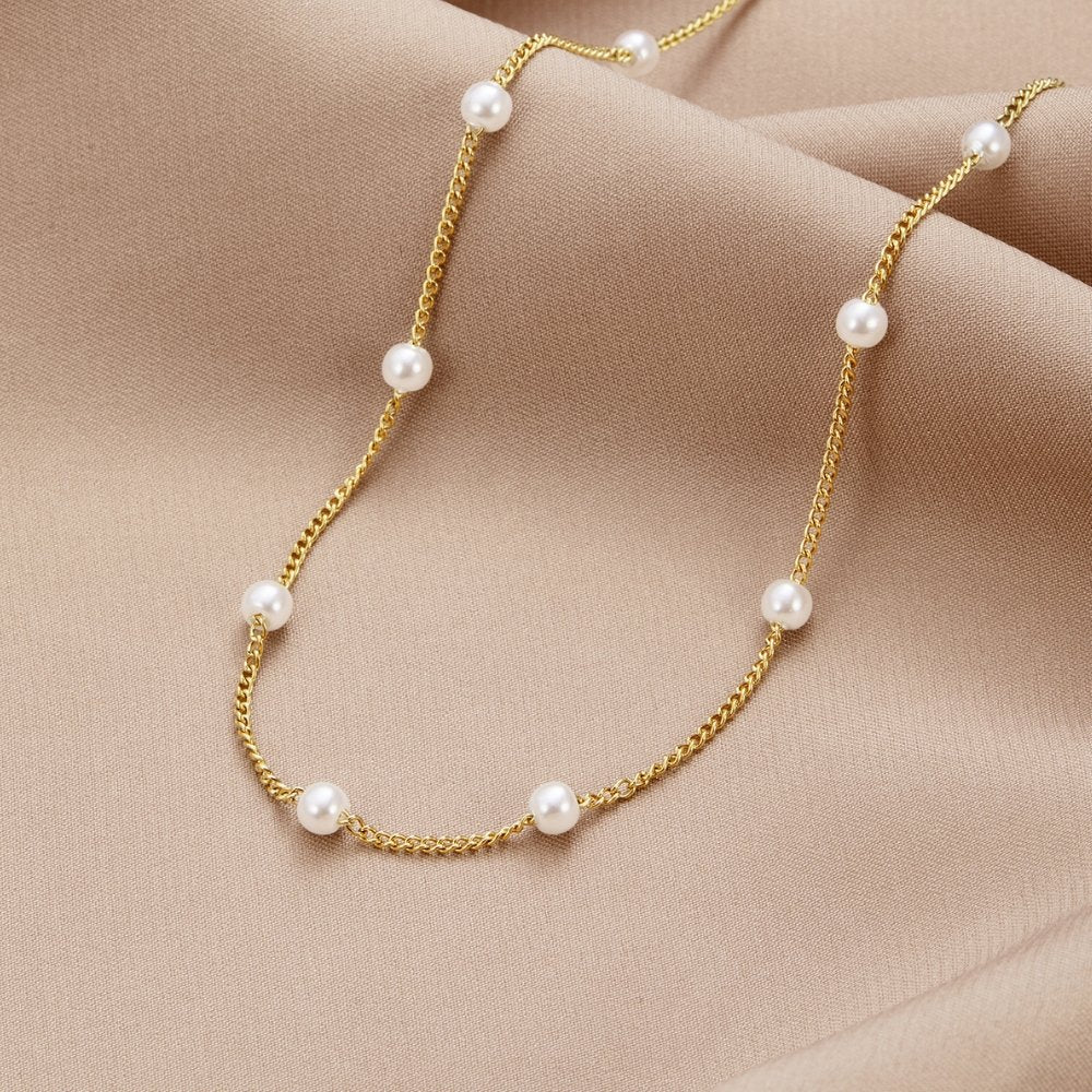 Collier en or pur avec perles