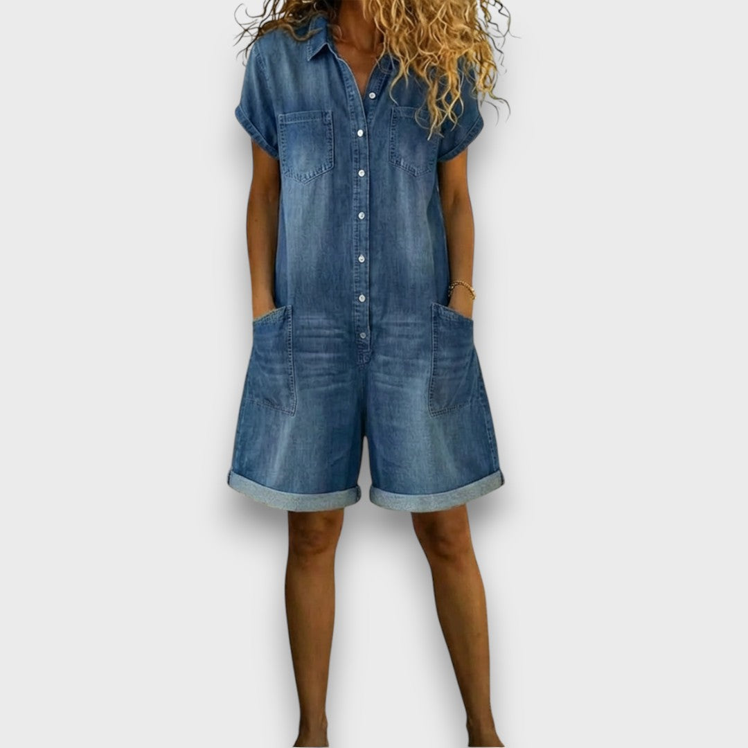 Joan™ | Denim-Effect Cotton Short Overalls