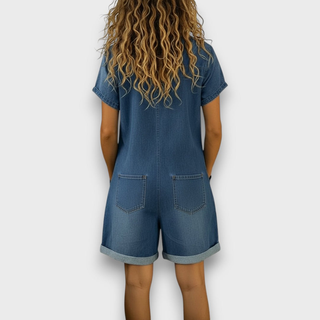 Joan™ | Denim-Effect Cotton Short Overalls
