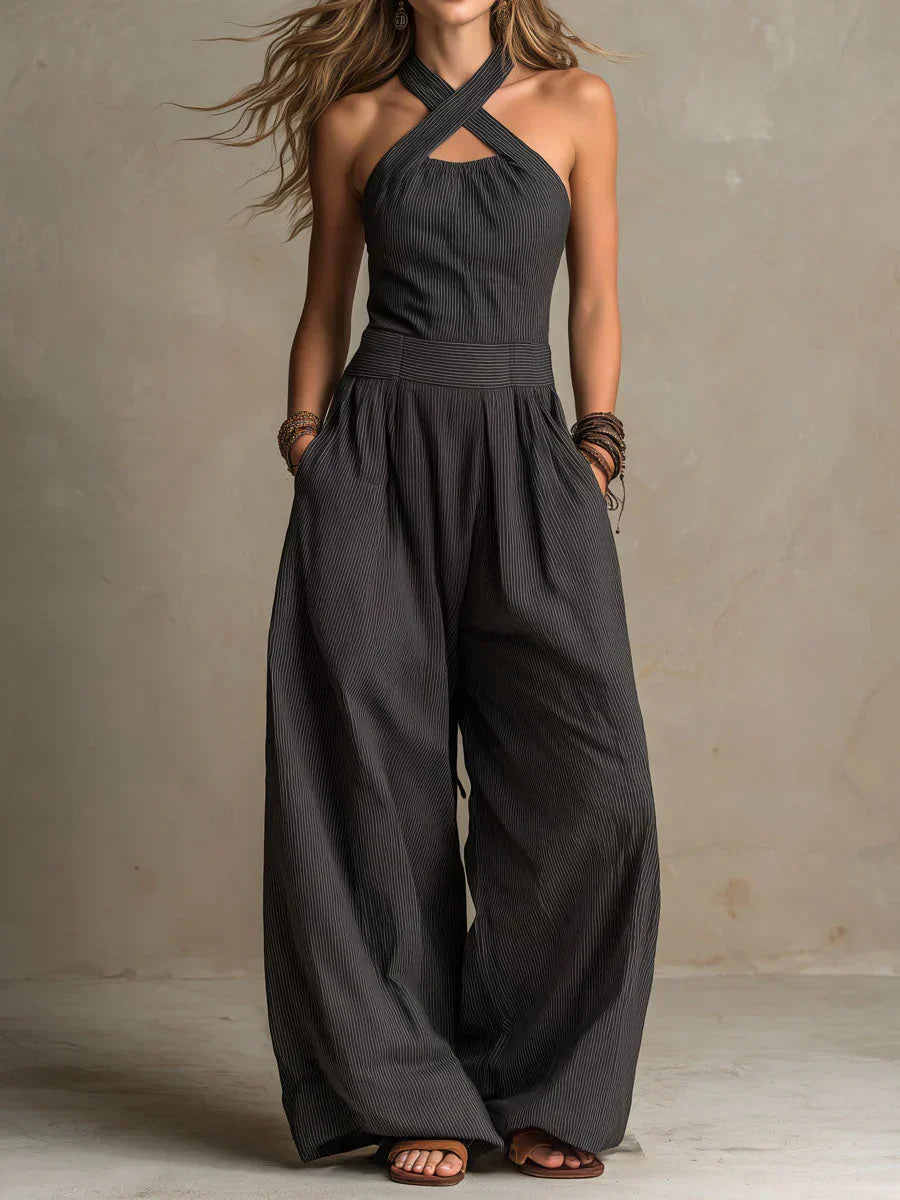 Bianca · Flowy jumpsuit with elegant crossover neckline