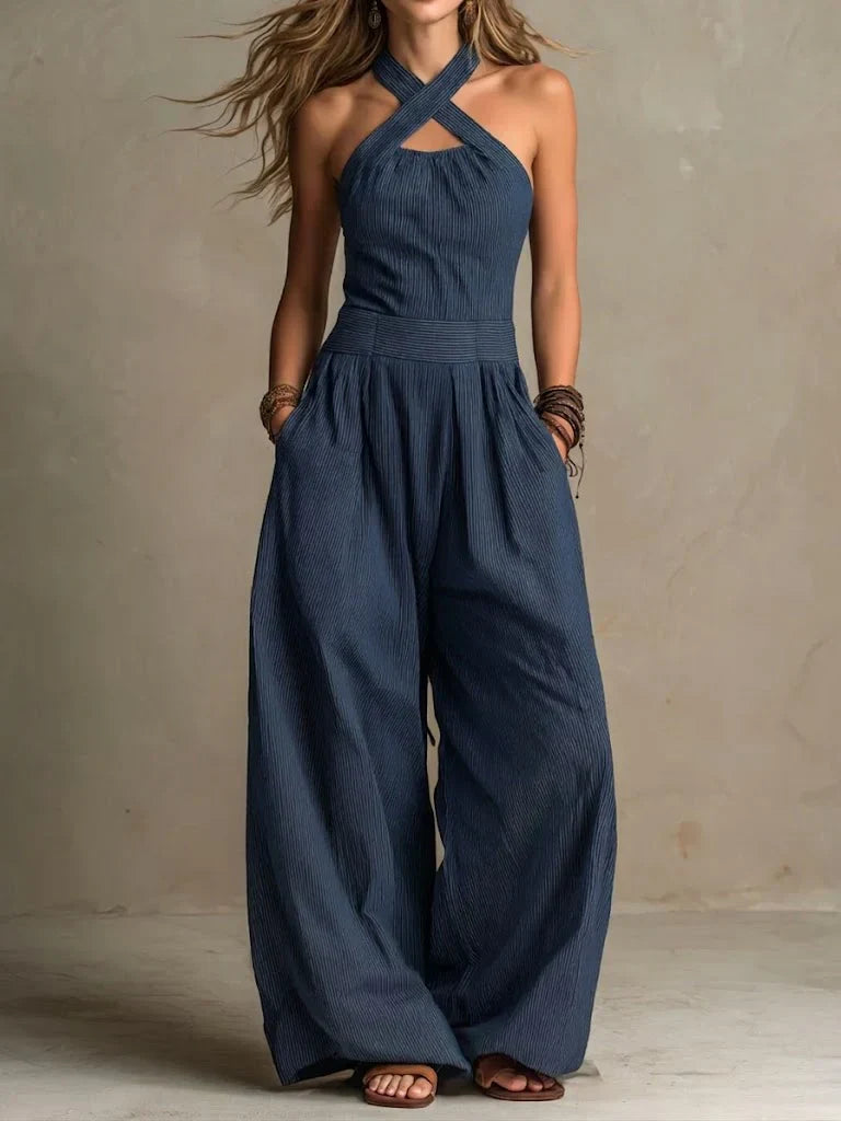 Bianca · Flowy jumpsuit with elegant crossover neckline